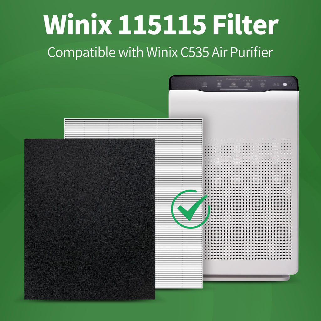FFAC 2+8 Pack 115115 Replacement Filter for Winix Air Purifier C535, 5300, C5300-2, 6300-2, P300, 2 HEPA & 8 Pre-Filters