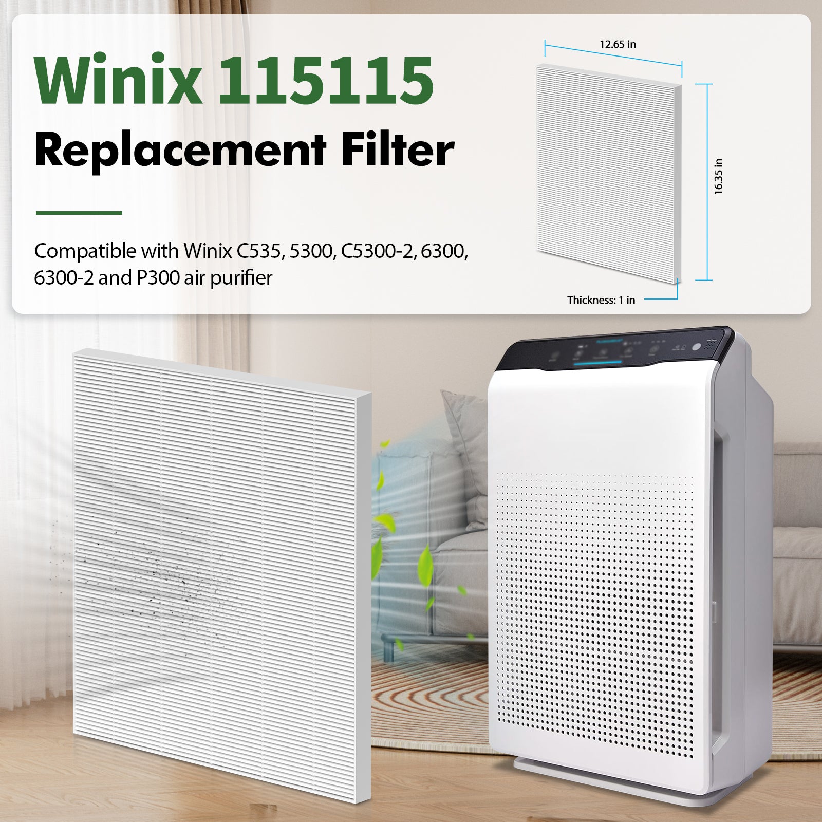 FFAC 115115 Replacement Filter for Winix Air Purifier C535 , 4 Pack HEPA Filter