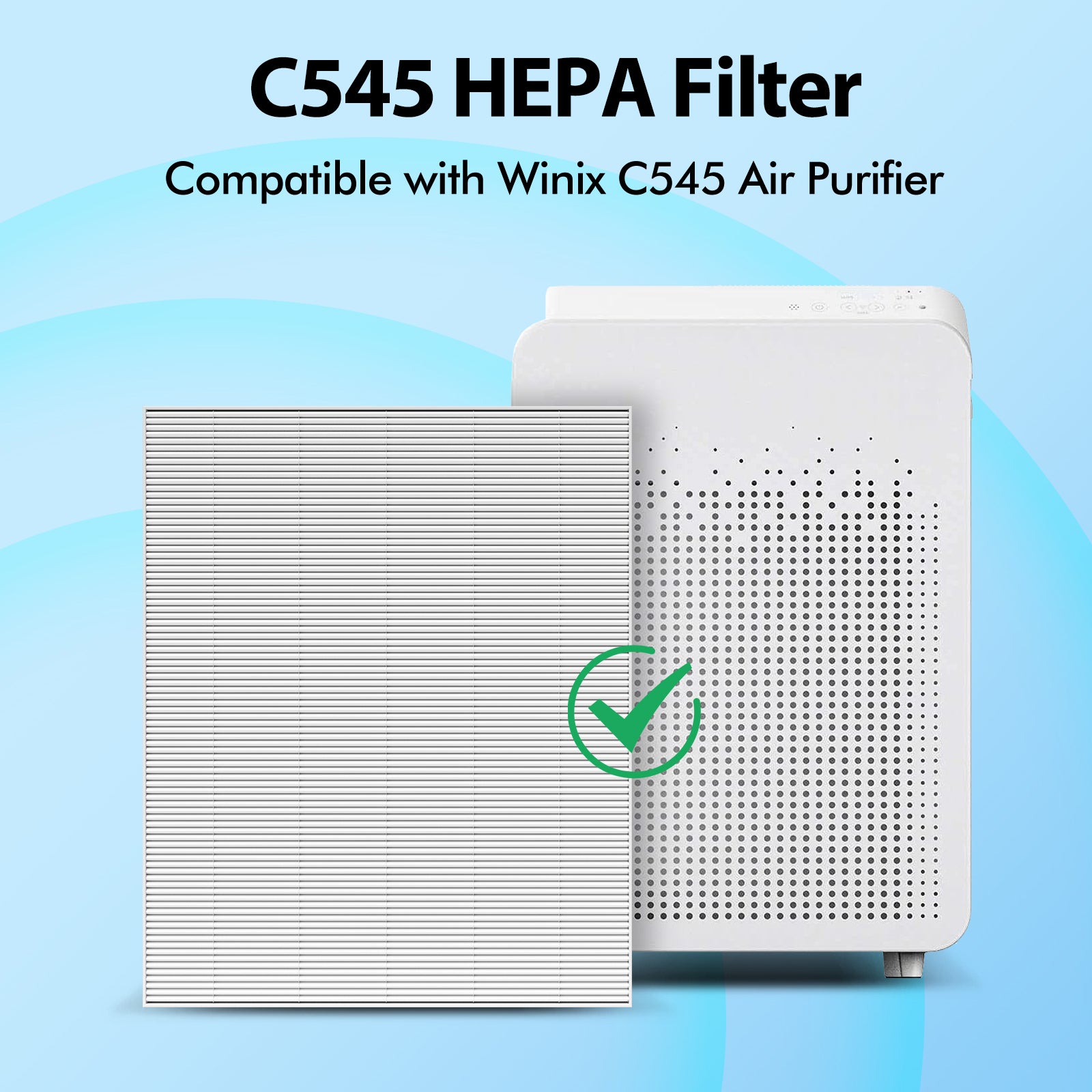 4 Pack C545 Replacement HEPA Filter Compatible with Winix C545 Air Purifier, Ture HPEA Filter S Only, Part number 1712-0096-00