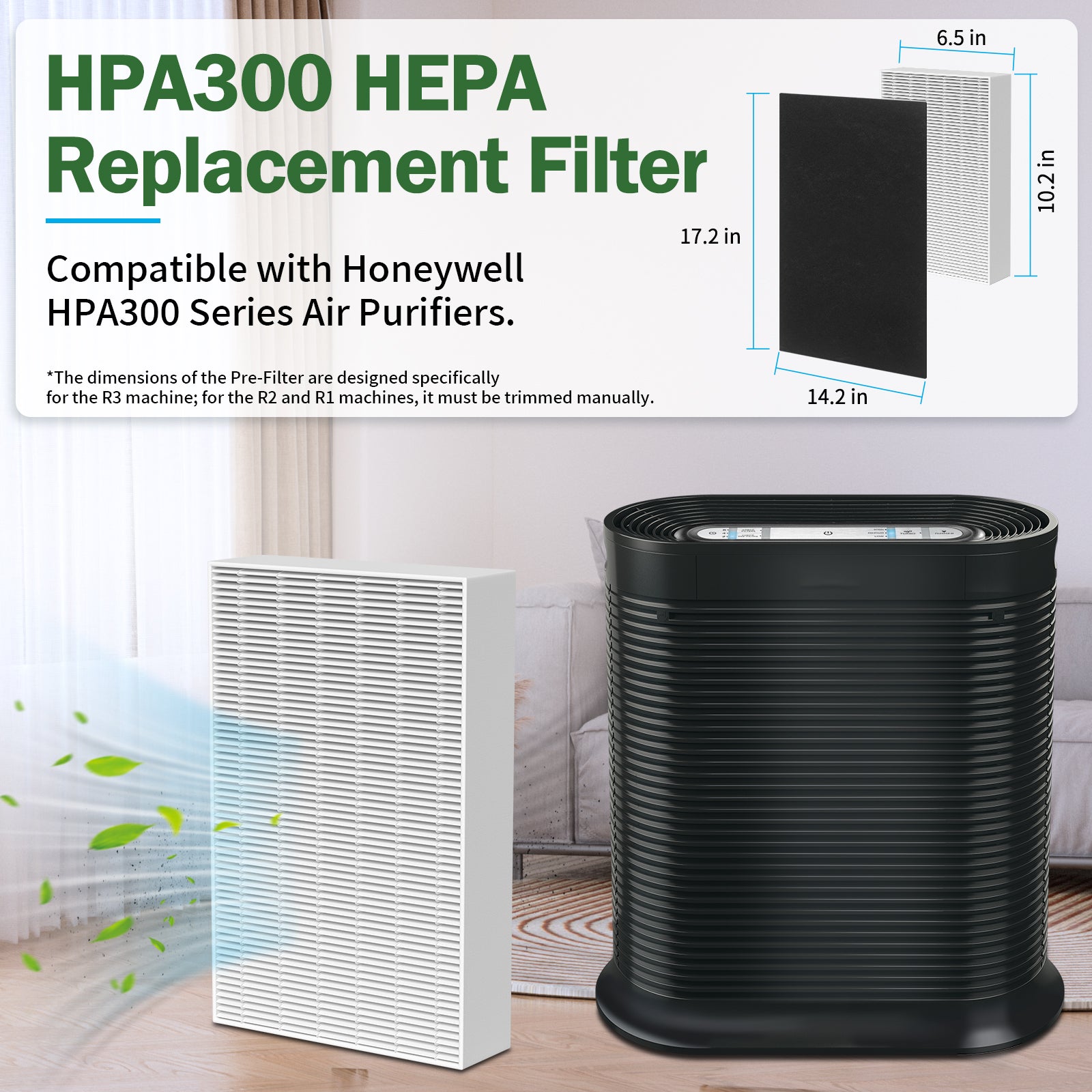 FFAC HPA300 Air Purifier Replacement Filters 3 HEPA R + 4 Carbon A for Honeywell HPA300 Series (HPA300, HPA304, HPA8350, HPA300VP, HPA3300b, HPA5300)