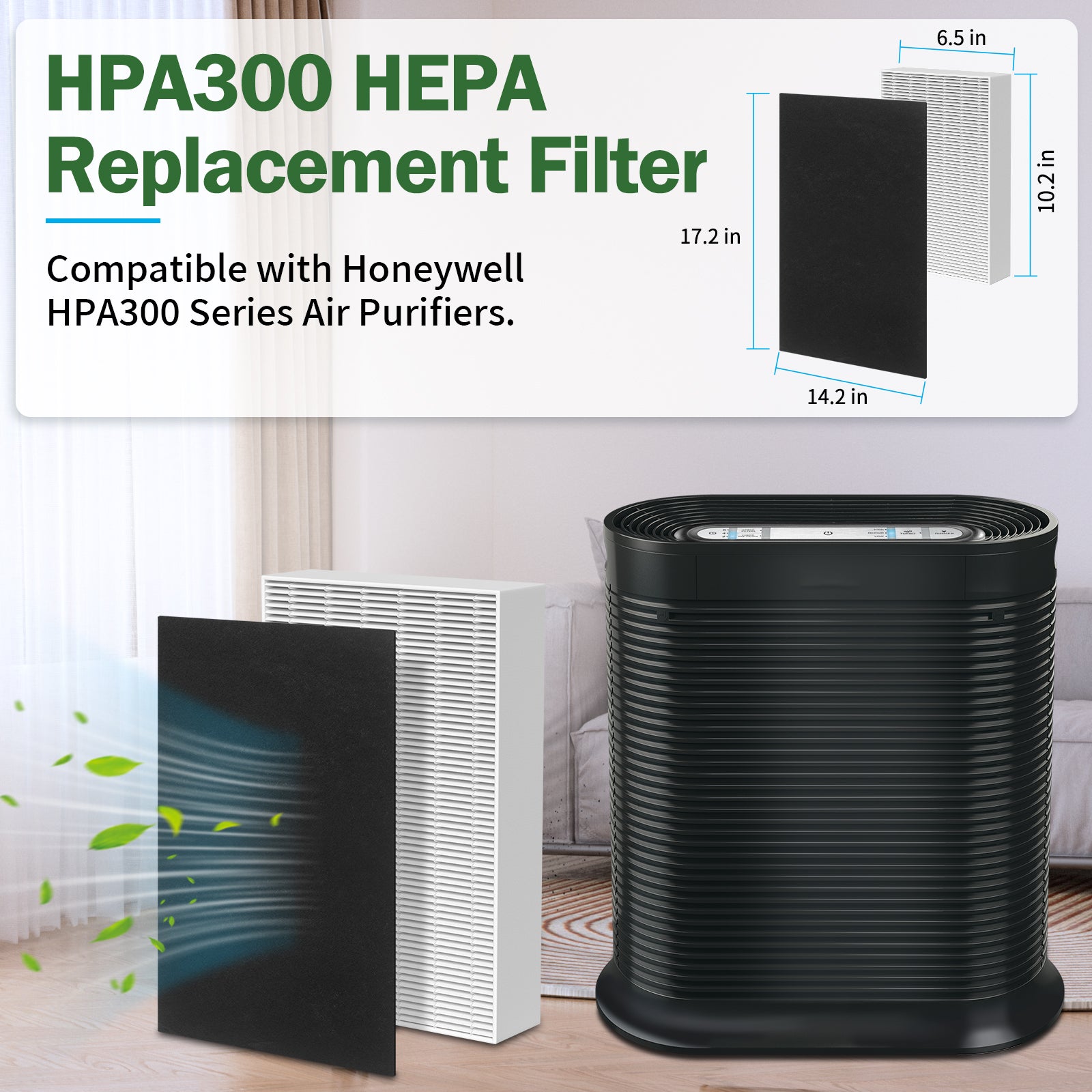 FFAC HPA300 Air Purifier Replacement Filters 6 HEPA R + 8 Carbon A for Honeywell HPA300 Series
