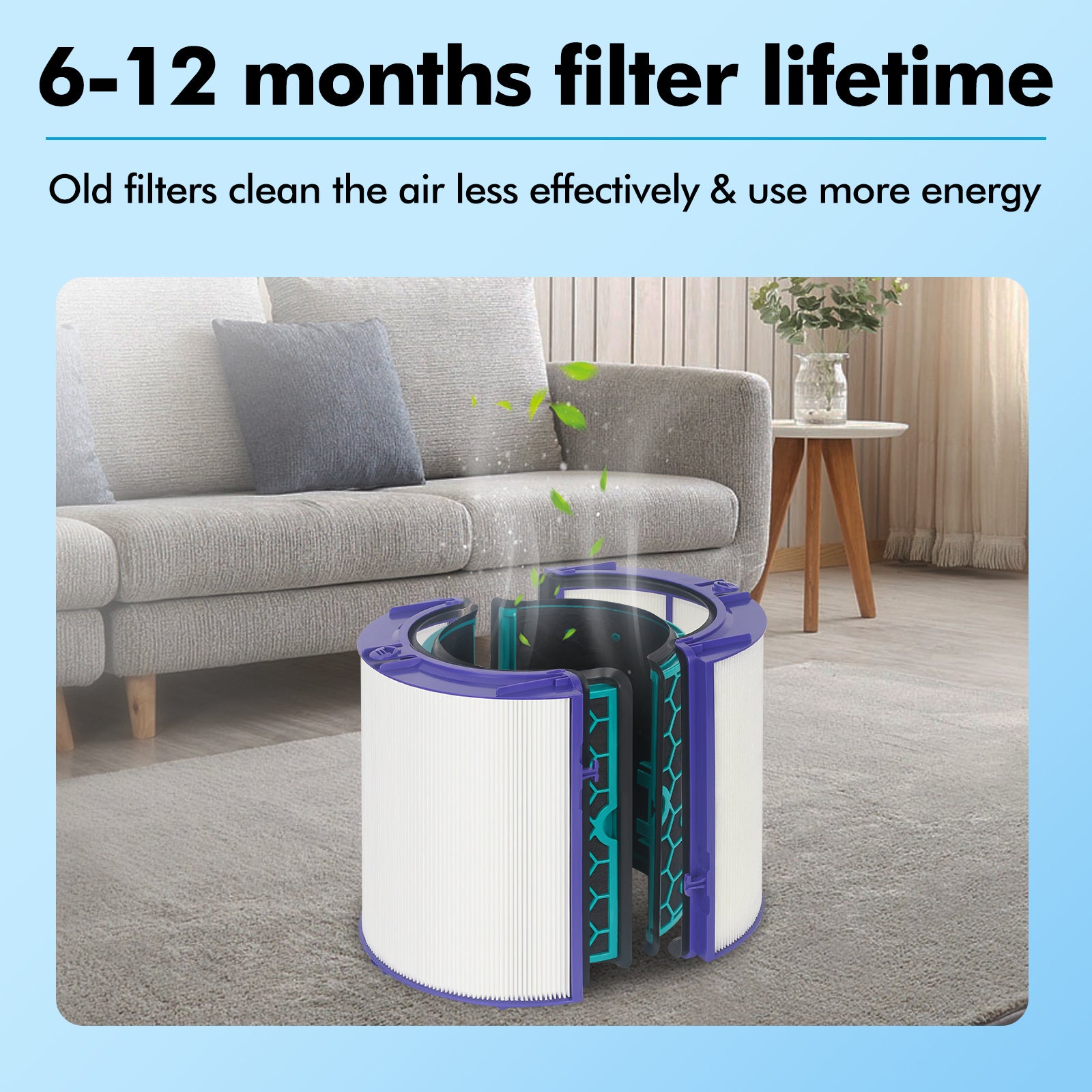 TP04 Replacement Filter for Dyson Air Purifier TP04 HP04 DP04 Pure Cool Fan Hot Tower Fan, 360 Combi Glass HEPA + 2-in-1 HEPA Filters for TP04 Tower Purifying Fan
