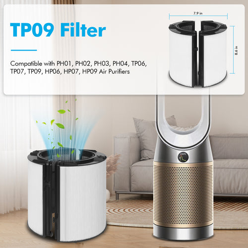 360 Glass HEPA and Activated Carbon Filter for Dyson TP07 HP07 TP10 HP10 TP06 HP06 PH02 PH01 PH03 PH04 HP09 TP09 Air Purifier, HEPA Carbon Filter #965432-01