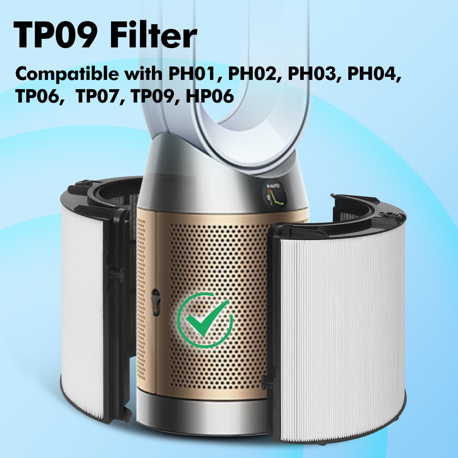 360 Glass HEPA and Activated Carbon Filter for Dyson TP07 HP07 TP10 HP10 TP06 HP06 PH02 PH01 PH03 PH04 HP09 TP09 Air Purifier, HEPA Carbon Filter #965432-01
